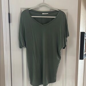 Olive Green V-Neck Women's Top